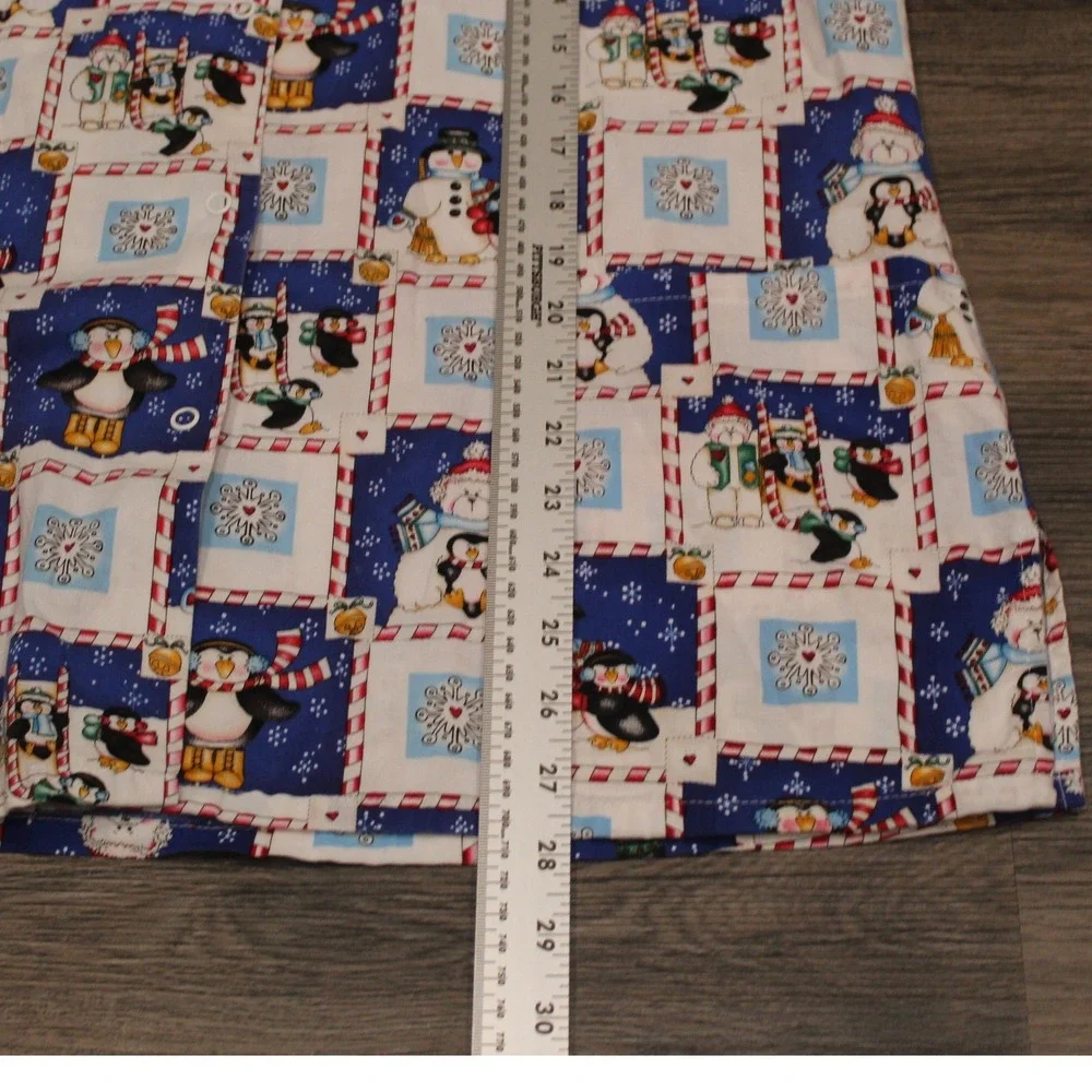 White Swan‎ Fundamentally Cotton Holiday Christmas Penguin Snowman Scrub Top M - Picture 6 of 8